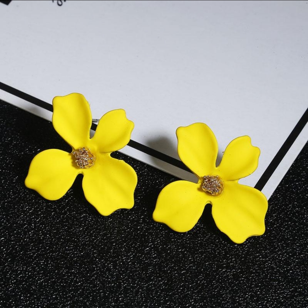 4/$25 Yellow Flower Stud Earrings